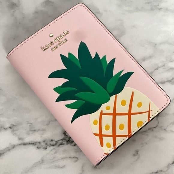 kate spade Bags Kate Spade Pineapple Passport Holder Saffiano Leather Wallet Pink Multi